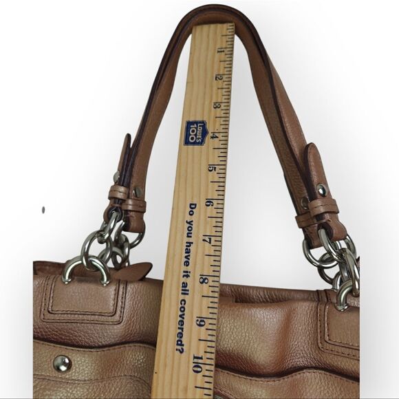 VTG COACH METALLIC GENUINE LEATHER TURN LOCK TOTE SHOULDER BAG HANDBAG PURSE - Picture 6 of 12